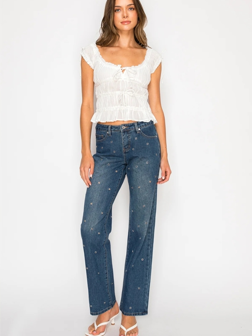 Cali 1850 Elisa Grommet Low Rise Jeans